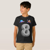 キッズアウタースペース8歳8歳の誕生日パーティー Tシャツ (正面フル)
