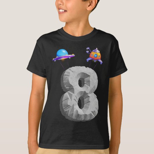 キッズアウタースペース8歳8歳の誕生日パーティー Tシャツ (正面)