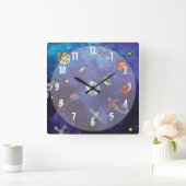 キッズアウタースペース スクエア壁時計 (ホーム)