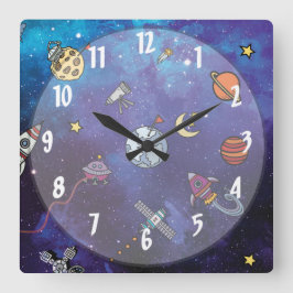 キッズアウタースペース スクエア壁時計