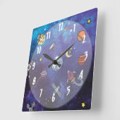 キッズアウタースペース スクエア壁時計 (傾斜)