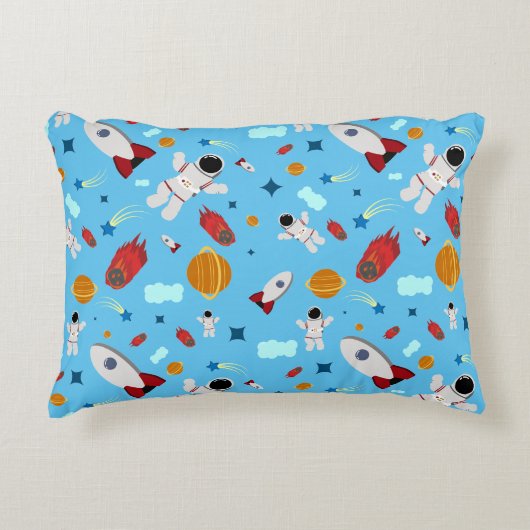 キッズアウタースペース&宇宙飛行士パターン アクセントクッション (正面)