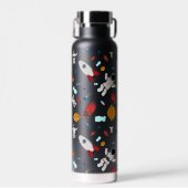 キッズアウタースペース&宇宙飛行士パターン ウォーターボトル (正面)