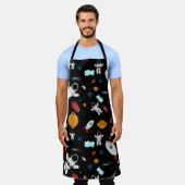 キッズアウタースペース&宇宙飛行士パターン エプロン (着用した状態)