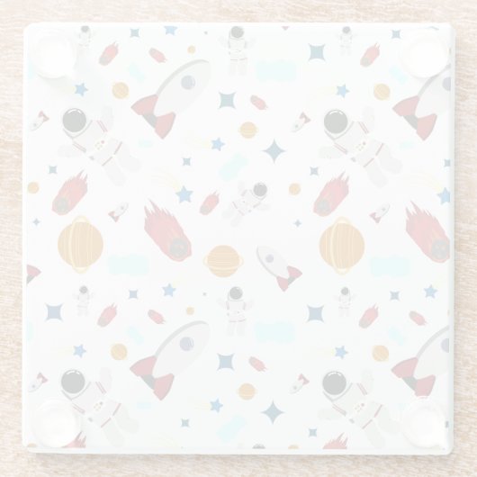 キッズアウタースペース&宇宙飛行士パターン ガラスコースター (裏面)