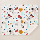 キッズアウタースペース&宇宙飛行士パターン シェルパブランケット (正面(横))