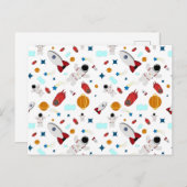 キッズアウタースペース&宇宙飛行士パターン ポストカード (正面/裏面)