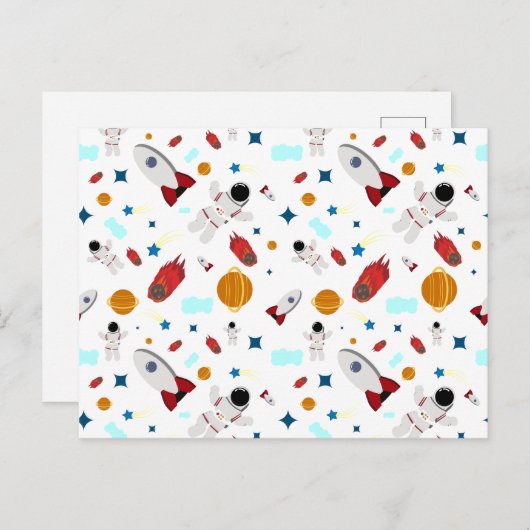 キッズアウタースペース&宇宙飛行士パターン ポストカード (正面/裏面)