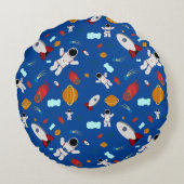 キッズアウタースペース&宇宙飛行士パターン ラウンドクッション (裏面)