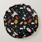 キッズアウタースペース&宇宙飛行士パターン ラウンドクッション (裏面)