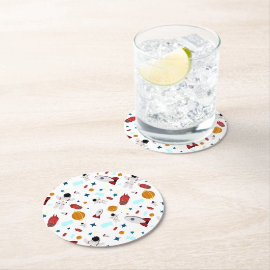 キッズアウタースペース&宇宙飛行士パターン ラウンドペーパーコースター (インサイチュ)