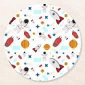 キッズアウタースペース&宇宙飛行士パターン ラウンドペーパーコースター (正面)