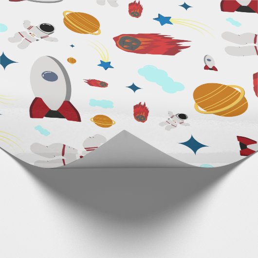 キッズアウタースペース&宇宙飛行士パターン ラッピングペーパー (角)