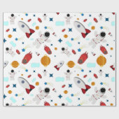 キッズアウタースペース&宇宙飛行士パターン ラッピングペーパー (フラット)