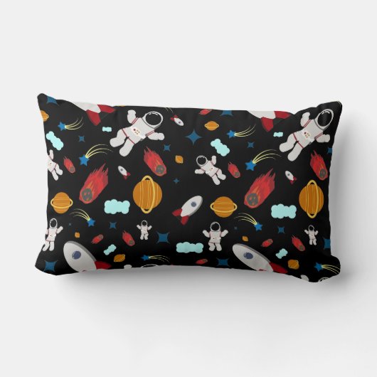 キッズアウタースペース&宇宙飛行士パターン ランバークッション (裏面)