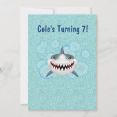 キッズアクアグリッターシャークパーティの招待状 招待状 (正面)