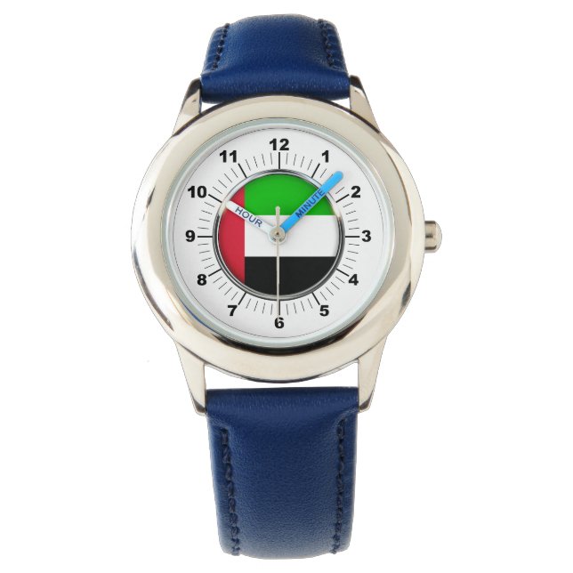 キッズアジャスタブルエミレーツ国旗の青い番号 腕時計 (正面)