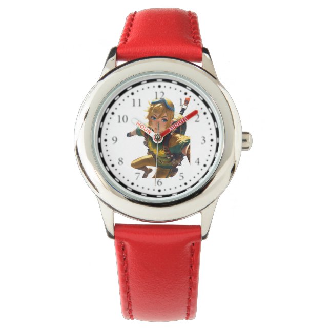 キッズアジャスタブルベゼルステンレススチールウォッチ 腕時計 (正面)