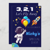 キッズアソット宇宙をテーマにした誕生日招待状 招待状 (正面/裏面)