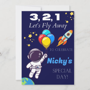 キッズアソット宇宙をテーマにした誕生日招待状 招待状