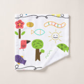 キッズアニマルをテーマにしたスケッチ バスタオルセット (ウォッシュタオル)