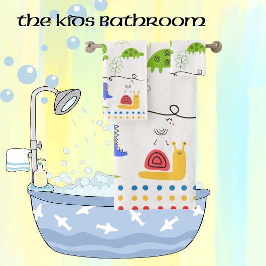 キッズアニマルをテーマにしたスケッチ バスタオルセット