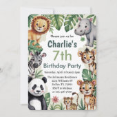 キッズアニマルジャングル誕生日パーティー 招待状 (正面)