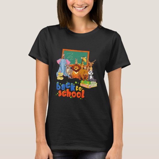 キッズアニマルズアカデミー新学期子供へ準備完了 Tシャツ (正面)