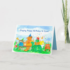 キッズアニマルパレード誕生日名前をカスタムする カード