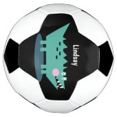 キッズアニマルワニプリントモノグラム名 サッカーボール (回転)