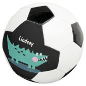 キッズアニマルワニプリントモノグラム名 サッカーボール (3/4)