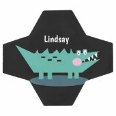 キッズアニマルワニプリントモノグラム名 サッカーボール (フラット)