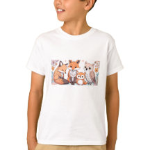キッズアニマルTシャツ – キツネとフクロウ