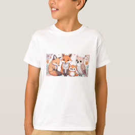 キッズアニマルTシャツ – キツネとフクロウ Tシャツ