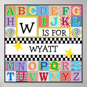 キッズアルファベットアート11x11 パーソナライズされた ポスター