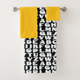 キッズアルファベットブラックイエロー バスタオルセット