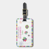キッズアレルゲンアレルギーIDキュートフラワーブライトラベル ラゲッジタグ (正面縦)