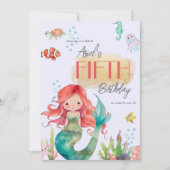 キッズアンダーザシーマーメイド誕生日 招待状 (正面)