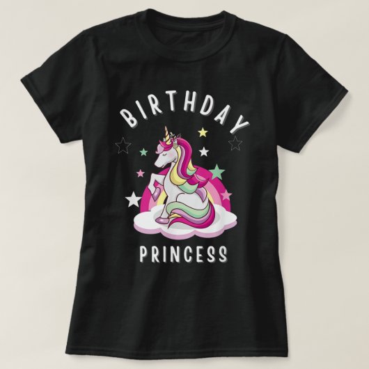 キッズアンドアダルトユニコーン誕生日プリンセスガールズ55 Tシャツ (デザイン正面)