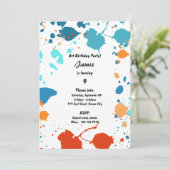 キッズアートをテーマにした9歳の誕生日パーティー招待状 招待状 (スタンド正面)