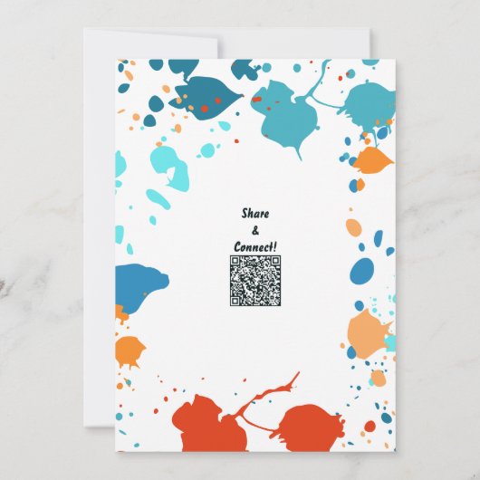 キッズアートをテーマにした9歳の誕生日パーティー招待状 招待状 (裏面)