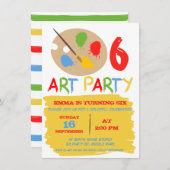 キッズアートパーティー誕生日招待状 招待状 (正面/裏面)