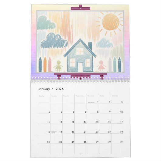 キッズアートフォトパーソナライズされた2025の作成 カレンダー (1月 2026)