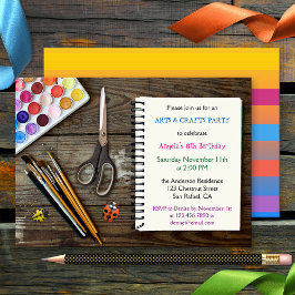 キッズアート&クラフト誕生日パーティーの招待状 招待状