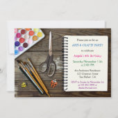 キッズアート&クラフト誕生日パーティーの招待状 招待状 (正面)