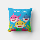 キッズイエローシャーク&ファミリーパーソナライズされた クッション (正面)