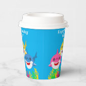 キッズイエローシャーク&ファミリー誕生祝い 紙コップ (右)