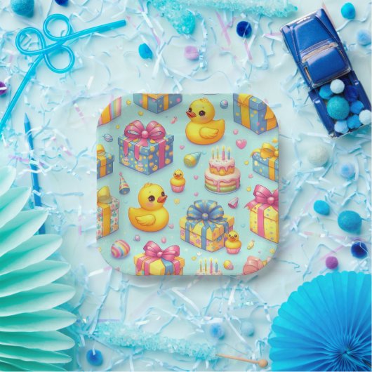 キッズイエローダックバースデーパーティー紙プレート ペーパープレート (パーティー)