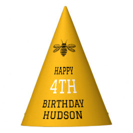 キッズイエロービーモダンデー夏の4th誕生日 パーティーハット