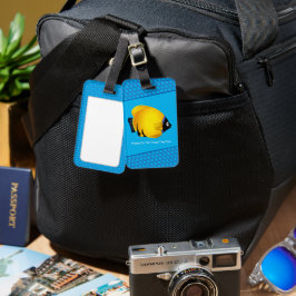 キッズイエローフィッシュオンブルーパターゲラゲッジタグ ラゲッジタグ